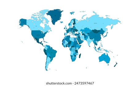 World map. Modern color map. Silhouette map.	
