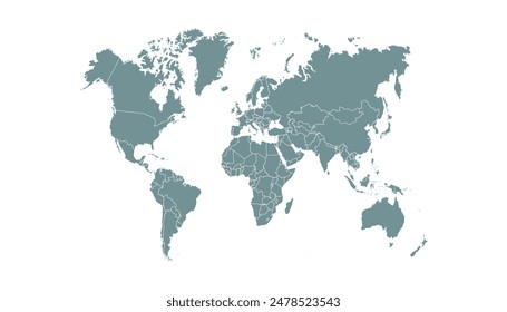 World map. Modern color map. Silhouette map	