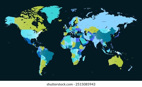 World map. Modern color map. Silhouette.