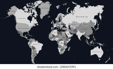 World map. Modern color map. Silhouette map.