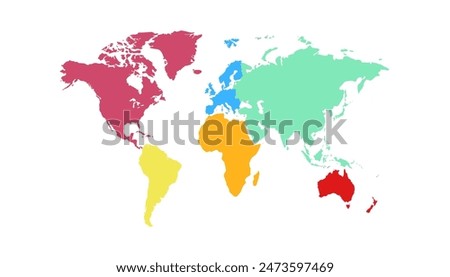World map. Modern color map. Silhouette map.	