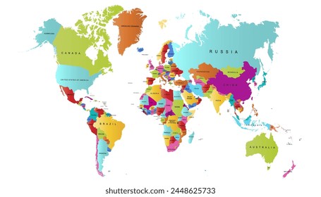 World map. Modern color vector map. Silhouette map	