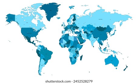 World map. Modern color vector map. Silhouette