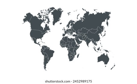 World map. Modern color vector map. Silhouette map.	