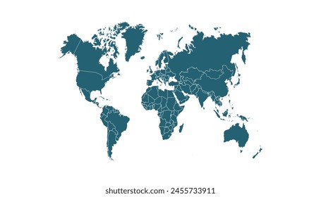 World map. Modern color vector map. Silhouette map.	