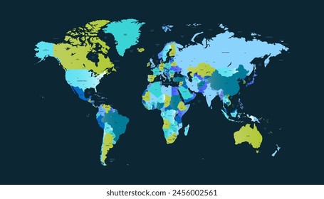 Mapa del mundo. Mapa de Vector de color moderno. Silueta 