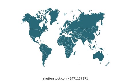 World map. Modern color vector map. Silhouette map	