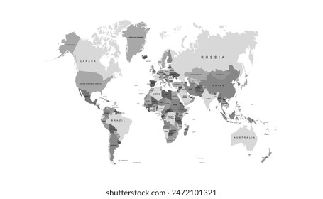 World map. Modern color vector map. Silhouette map.	