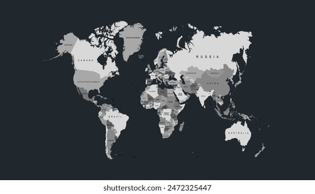 World map. Modern color vector map. Silhouette