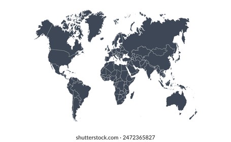 Mapa del mundo. Mapa de Vector de color moderno. Mapa de silueta.	
