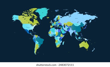 Mapa del mundo. Mapa de Vector de color moderno. Mapa de silueta.