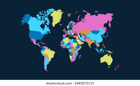 World map. Modern color vector map. Silhouette map.