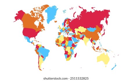 Mapa do mundo. Mapa moderno do vetor de cores. Mapa da silhueta