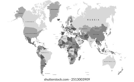 Mapa do mundo. Mapa moderno do vetor de cores. Silhueta.