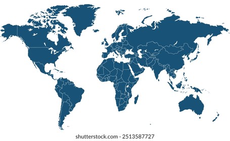 World map. Modern color vector map. Silhouette map.