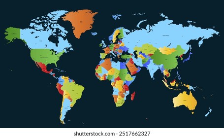 World map. Modern color vector map. Silhouette map