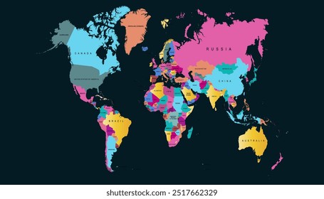 Mapa do mundo. Mapa moderno do vetor de cores. Mapa da silhueta