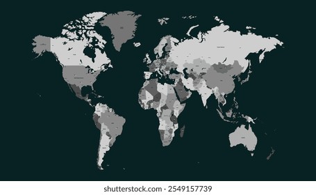 World map. Modern color vector map. Silhouette map.