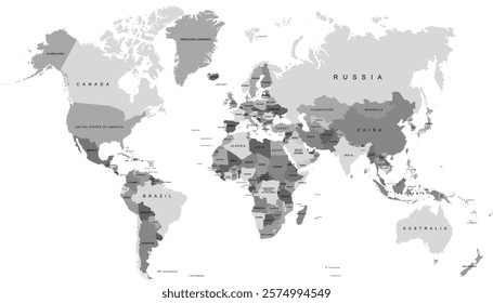 World map. Modern color vector map. Silhouette map.