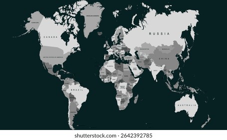 World map. Modern color vector map. Silhouette.