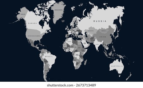 World map. Modern color vector map. Silhouette map.