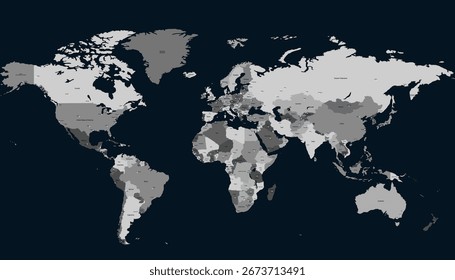 Mapa do mundo. Mapa moderno do vetor de cores. Mapa da silhueta.
