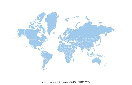 World map modern color,isolated on white background for website layouts,background,education, precise,customizable,Travel worldwide,map silhouette backdrop,earth geography, political,reports.