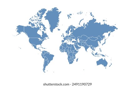World map modern color,isolated on white background for website layouts,background,education, precise,customizable,Travel worldwide,map silhouette backdrop,earth geography, political,reports.