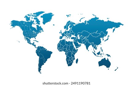 World map modern color,isolated on white background for website layouts,background,education, precise,customizable,Travel worldwide,map silhouette backdrop,earth geography, political,reports.