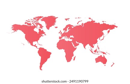 World map modern color,isolated on white background for website layouts,background,education, precise,customizable,Travel worldwide,map silhouette backdrop,earth geography, political,reports.
