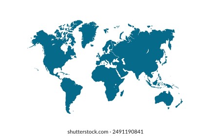 World map modern color,isolated on white background for website layouts,background,education, precise,customizable,Travel worldwide,map silhouette backdrop,earth geography, political,reports.