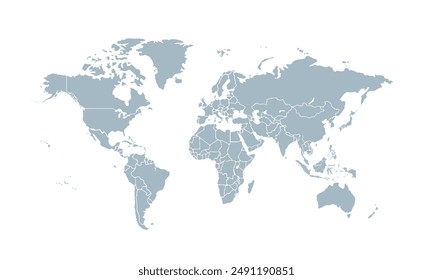 World map modern color,isolated on white background for website layouts,background,education, precise,customizable,Travel worldwide,map silhouette backdrop,earth geography, political,reports.