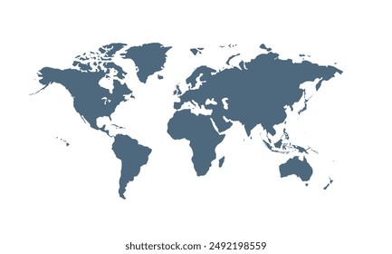 World map with modern color,isolated on white background for website layouts,background,education, precise,customizable,Travel worldwide,map silhouette backdrop,earth geography, political,reports