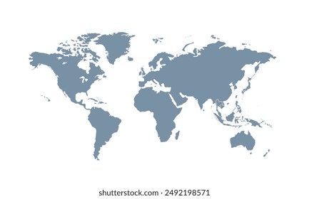 World map with modern color,isolated on white background for website layouts,background,education, precise,customizable,Travel worldwide,map silhouette backdrop,earth geography, political,reports