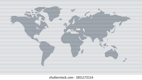 Mapa mundial. Decoración moderna y estilizada. continente de líneas y océanos. Ilustración del vector