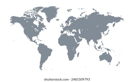 World map. Modern grey vector map. Silhouette map.