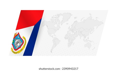 World map in modern style with flag of Sint Maarten on left side.