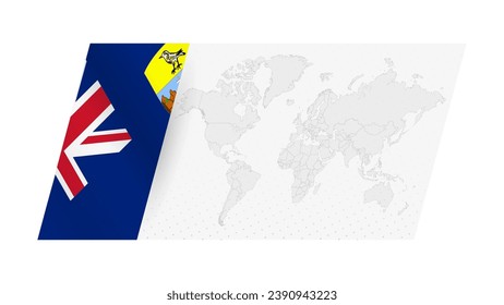 World map in modern style with flag of Saint Helena on left side.