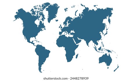 Mapa del mundo. Mapa de Vector moderno. Silueta.