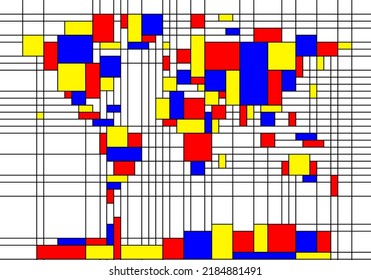 World map in Mondrian style Vector