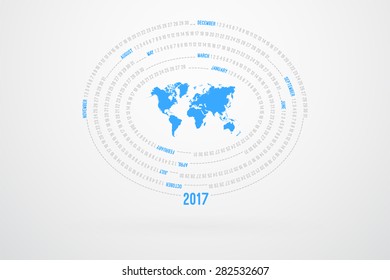 World Map Monthly Calendar For Year 2017