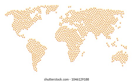 World map mosaic created of alarm pictograms. Vector alarm items are organized into conceptual global scheme.