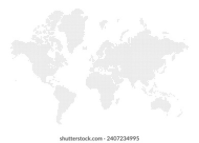 World map mosaic of squares. Black vector illustration