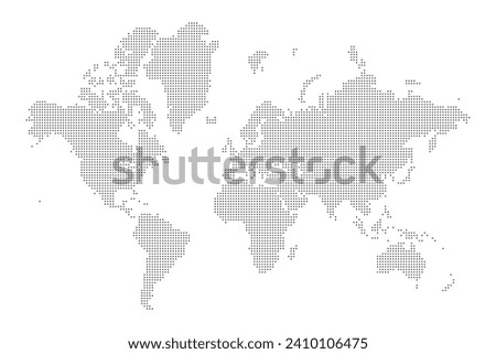 World map mosaic of squares. Black vector illustration
