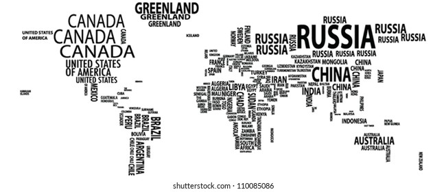 World map nations countries continents vector