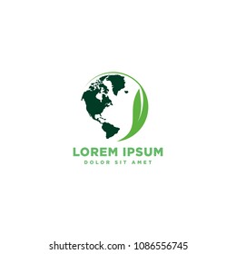world map nature leaf logo template vector design editable