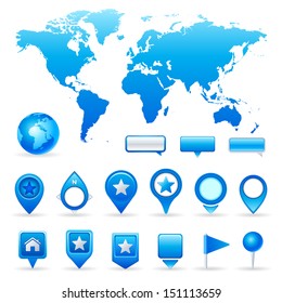 World map and navigation icons