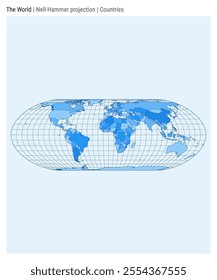 World Map. Nell-Hammer projection. Countries style. High Detail World map for infographics, education, reports, presentations. Vector illustration.