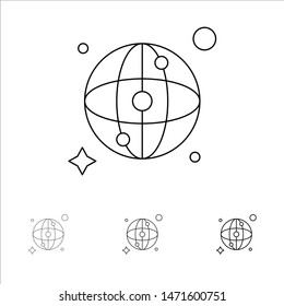 World, Map, Network Bold and thin black line icon set