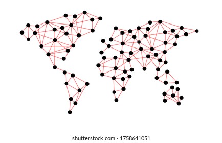 World map network connections all over the world isolated on the white background vector 